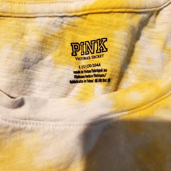PINK white and yellow tye die crew neck shirt - Picture 2 of 2